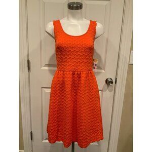 Maeve Anthropologie Orange Geometric Textured Sleeveless Dress, Size XS
